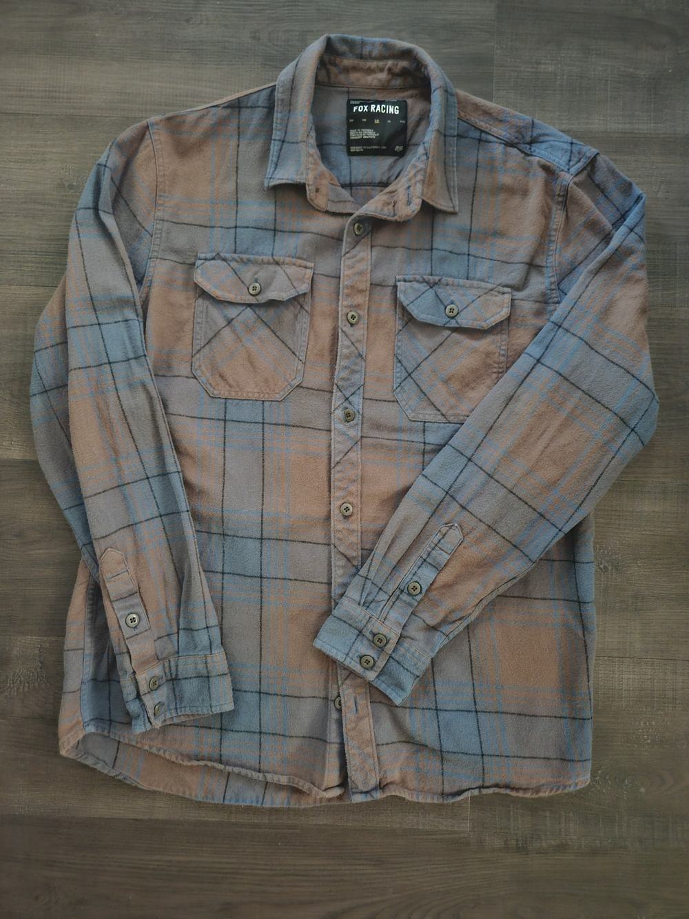 Fox Racing Traildust 2.0 Flannel Shirt Mens Large L Brown Blue Plaid Woven

📝 I